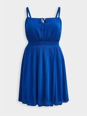 Mini Gauze Smocked Waist Dress Blue